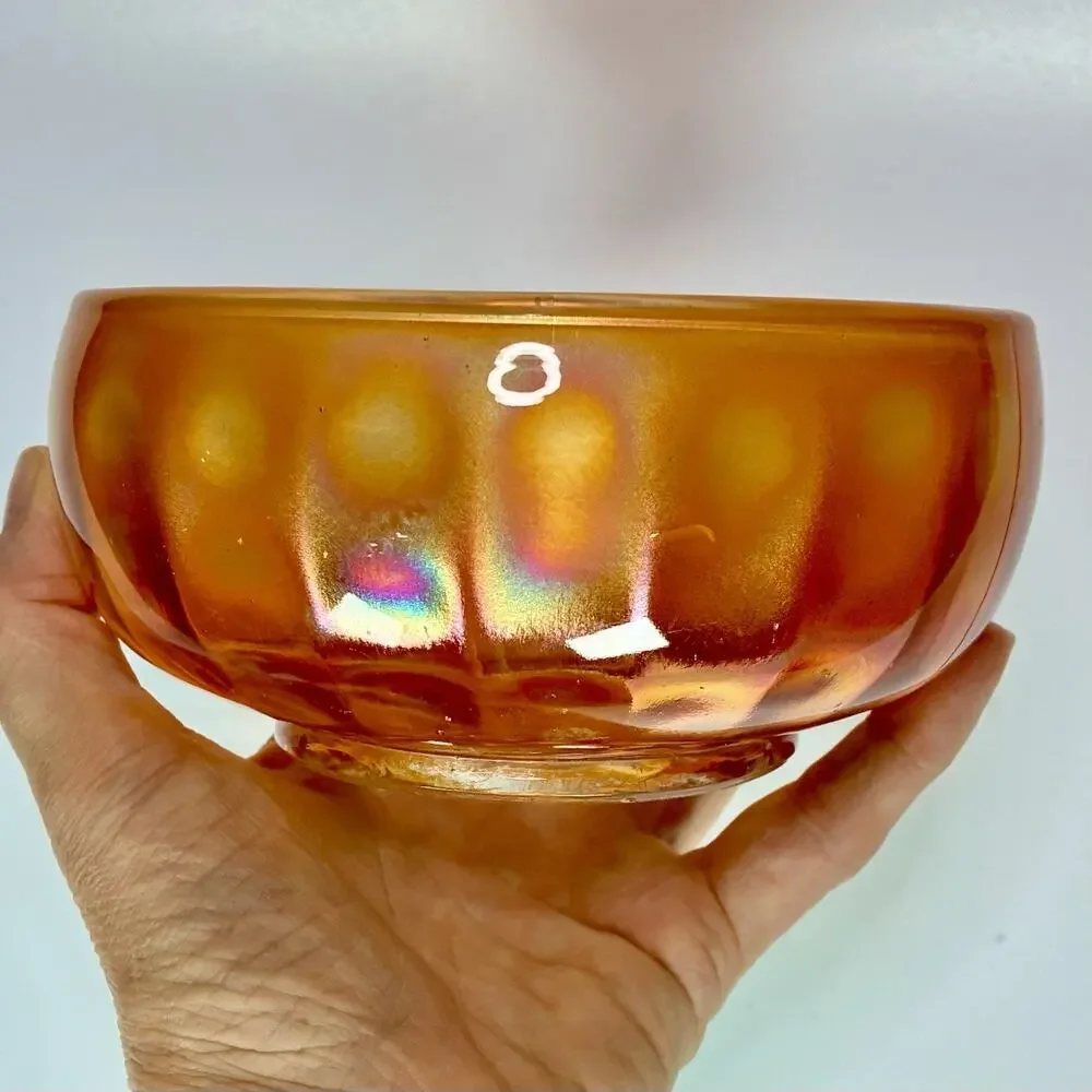 Imperial Glass CHESTERFIELD Line 600 Carnival Marigold Rose Nut Bowl Panelled